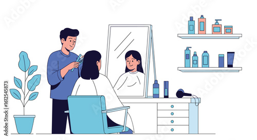 Creative Professional Stylist Attends to Client in Modern Salon Enhancing Natural Hair Beauty