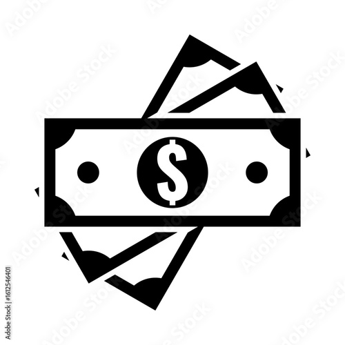 cash dollar banknotes stack symbol, paper money icon, united states bills pictogram