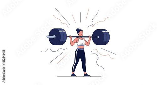Pixel Art Athlete Demonstrates Strength Performing a Weightlifting Exercise with Barbell Above Head