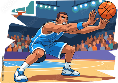 Determined Basketball Player Grabbing Ball in Action
