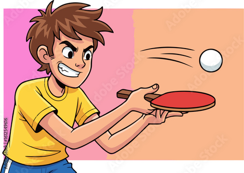 Determined Teenager About to Smash Ping Pong Ball