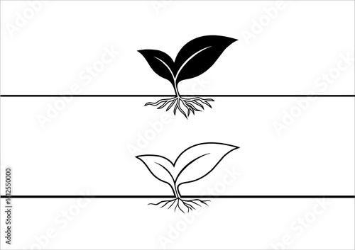 Growth Concept: A meticulously crafted monochrome illustration showcasing the core elements of plant development, symbolizing potential, resilience, and natural life cycles.