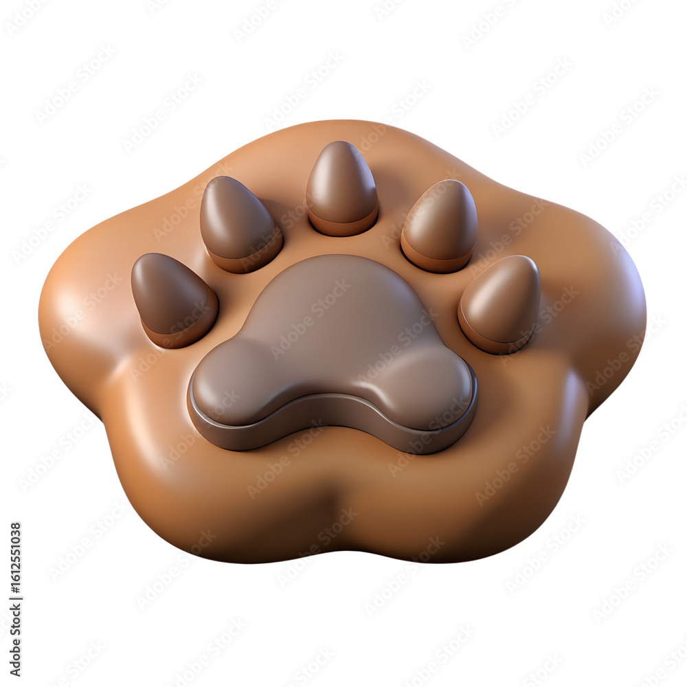 Fototapeta premium Cute cartoon paw print isolated on transparent background