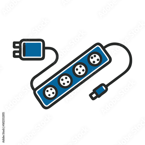 Power strip with multiple outlets and plug in flat design  