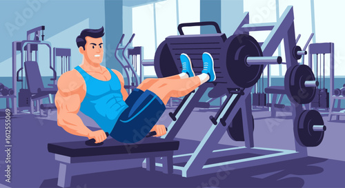 Focused Gym-Goer Performing Leg Press Exercise