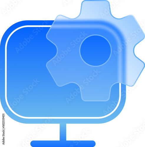 Transparent Background Computer Settings and System Management Glassmorphism Business Icon Design