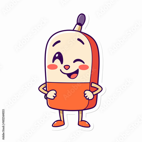 Cartoon illustration of a cheerful matchstick character winking, standing with hands on hips, and smiling against a white background.