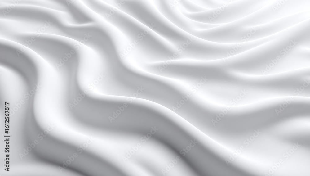 Obraz premium Smooth, undulating white surface. Gentle curves and subtle shadows create a soft, flowing texture. The light reflects softly, highlighting the folds and giving it depth