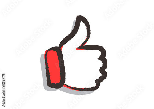 筆で描いた、アイコン「ナイス（好き、賛成、いいね、正、サムズアップ）」, A brush-drawn icon "Nice (like, approve, like, thumbs up)"