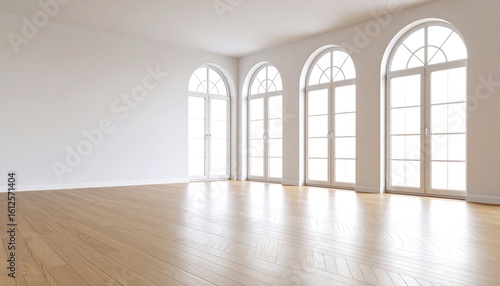 Wallpaper Mural Empty room with arched windows (1) Torontodigital.ca