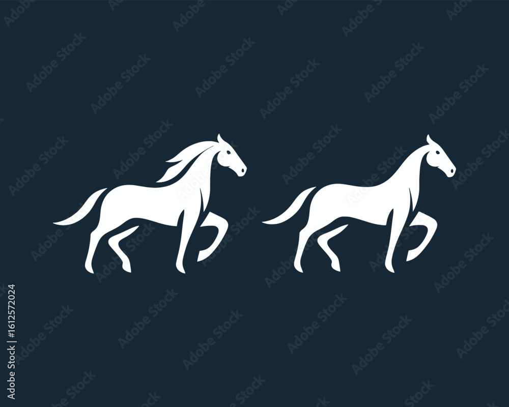 Fototapeta premium Majestic White Horses Galloping Elegantly Vector Design