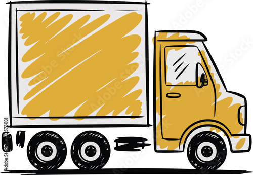 yellow delivery truck transparent png vector 