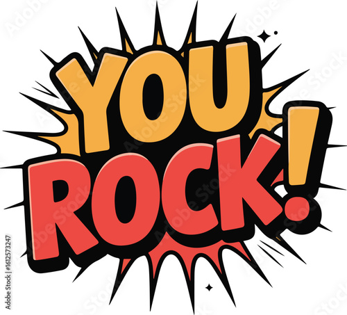 Dynamic pop art saying YOU ROCK! transparent png vector