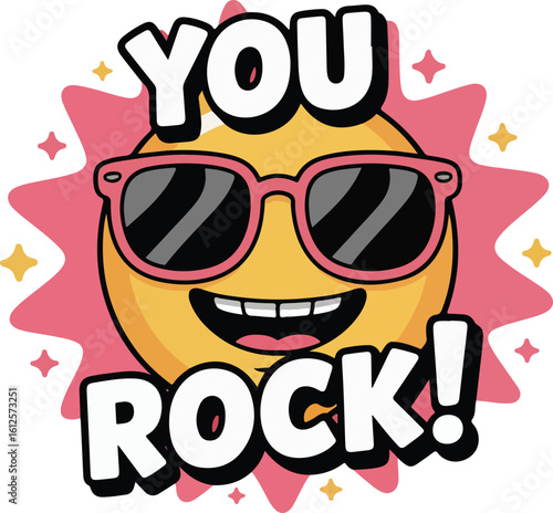 A stylish emoji You Rock wording. transparent png vector