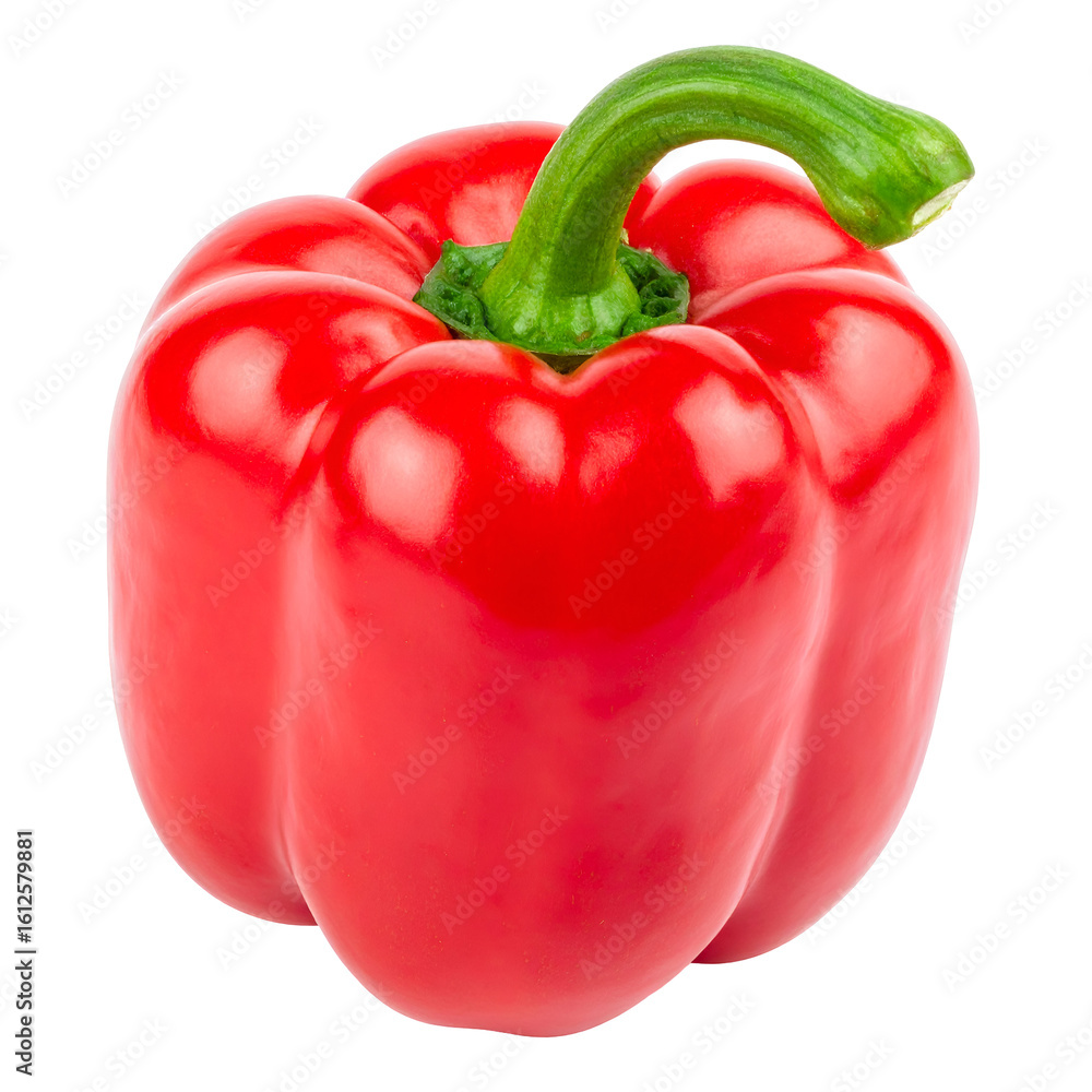 Vibrant red bell pepper isolated on clean background a fresh and healthy vegetable with glossy surface used in cooking nutrition and culinary arts Vibrant red bell pepper isolated on clean background a fresh and healthy vegetable with glossy surface used in cooking nutrition and culinary arts