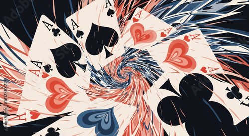 Dynamic Card Game Action in Abstract Style - Playing Cards Illustrating Strategy and Luck - Vibrant Motion Graphics