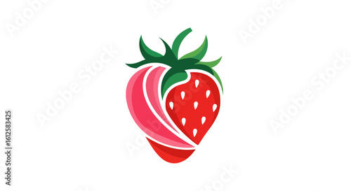 Strawberry Logo Design, Graphic Art, Digital Environment, Vibrant Viewpoint, Fruit Concept