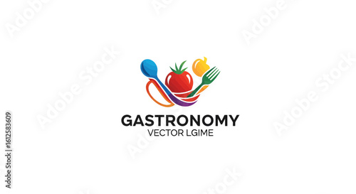 Colorful Gastronomy Logo Design for Food Industry Marketing, Graphic Art, Vibrant Environment, Modern Viewpoint