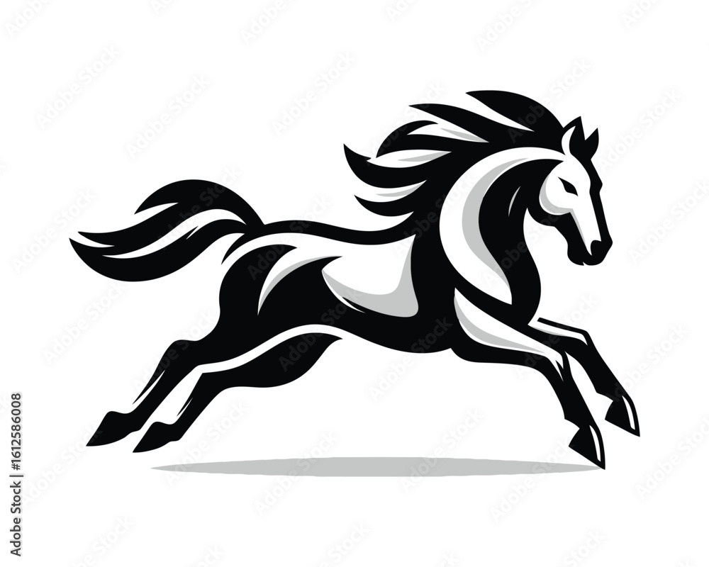 Obraz premium Dynamic Gallop Stylized Horse Vector Illustration