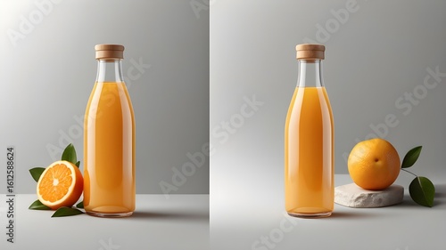 Wallpaper Mural Glass Juice Bottle Mockup on White Background Torontodigital.ca