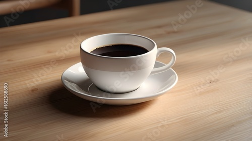 Wallpaper Mural White Ceramic Coffee Cup Mockup on Wooden Table Torontodigital.ca