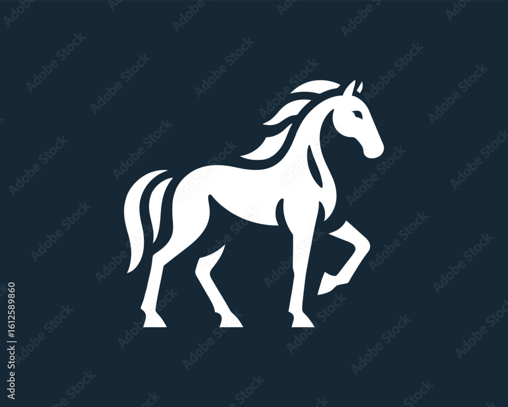 Obraz premium Elegant White Horse Stallion Vector Illustration on Dark