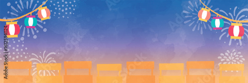 夏祭りの背景イラスト