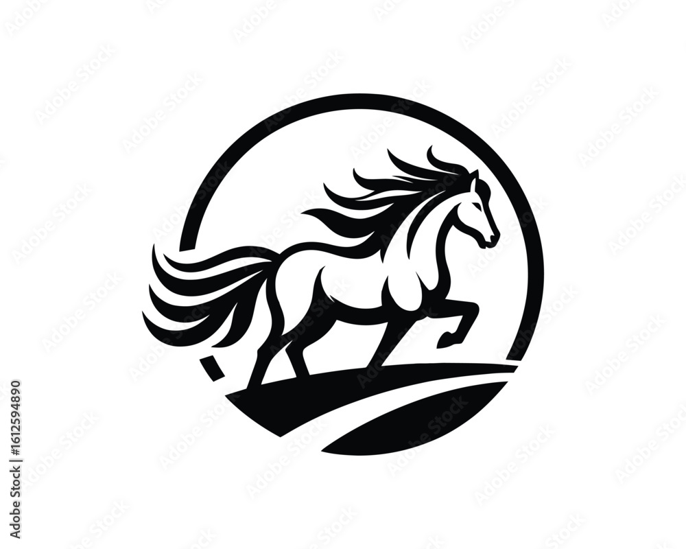 Fototapeta premium Running Horse Vector Emblem Symbolizing Freedom and Grace