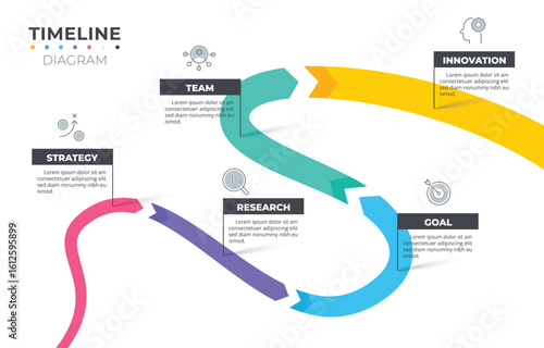Roadmap arrow way Infogrpahic graph diagonal timeline diagram template