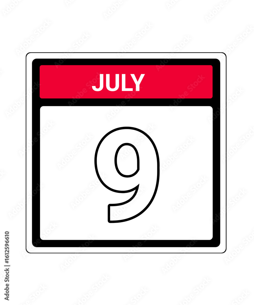 calendar icon July month date 9 calendar icon July month date 9