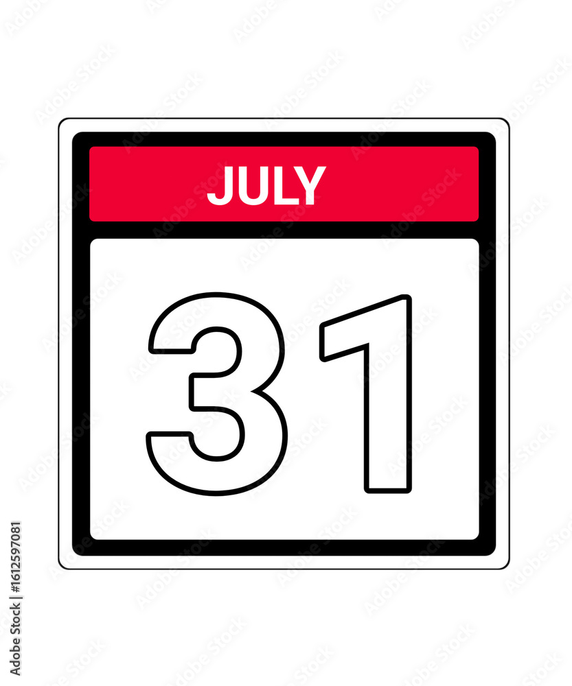 calendar icon July month date 31 calendar icon July month date 31