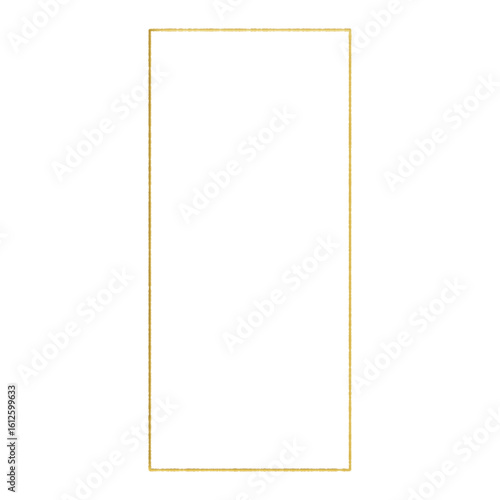 Golden vertical rectangle frame on transparent background
