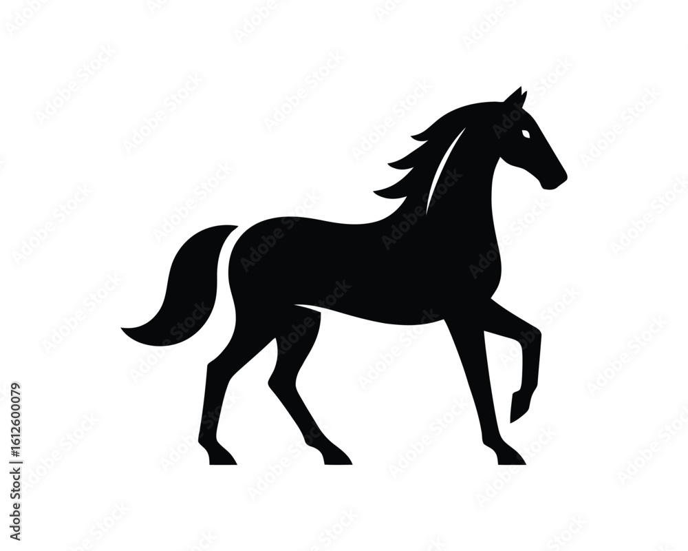 Obraz premium Elegant Black Horse Silhouette on White