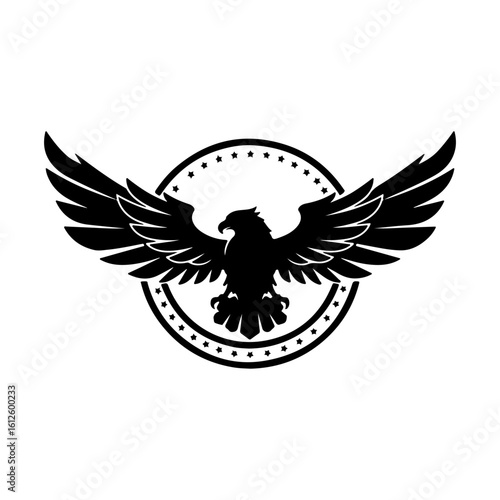 Eagle logo silhouette icon vector flat illustration on white background.