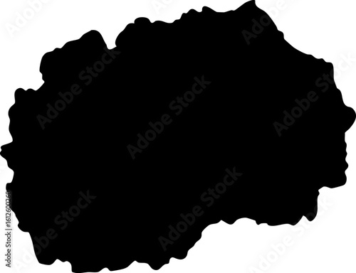 North Macedonia Vector Map Silhouette High Detail Isolated