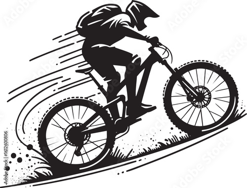 Wallpaper Mural mountain biker silhouette isolated, downhill speed Torontodigital.ca