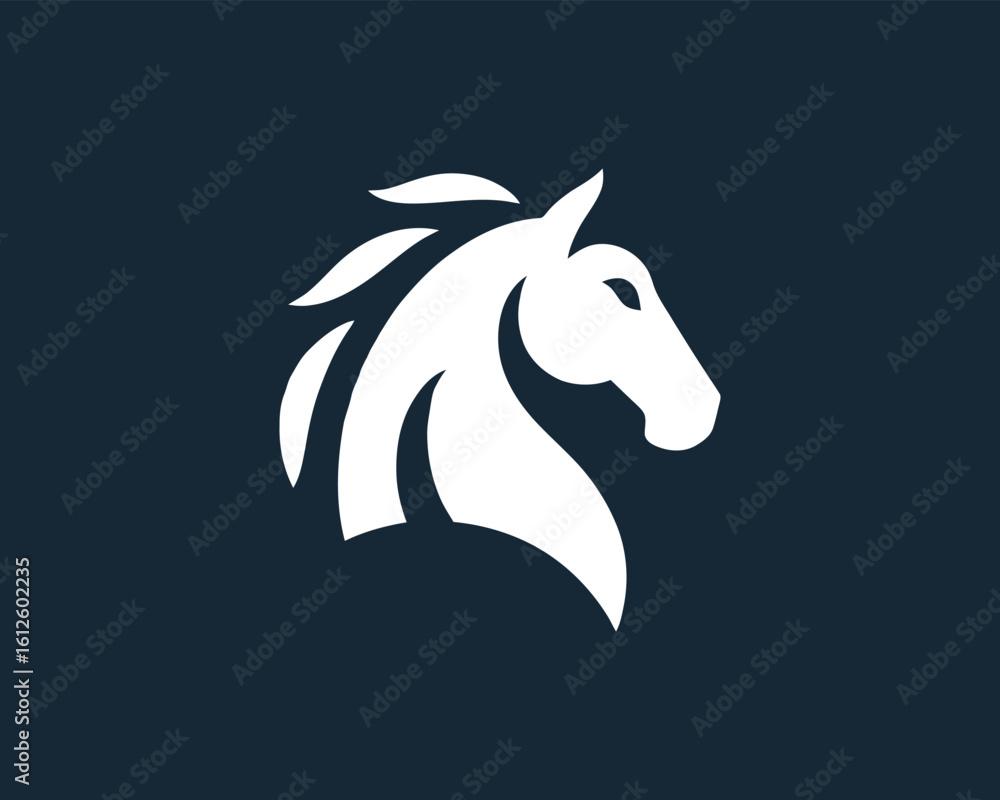 Fototapeta premium Elegant Horse Head Silhouette Design in White on