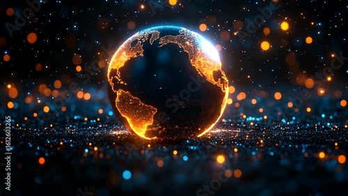 Glowing planet earth digital design with futuristic global connectivity