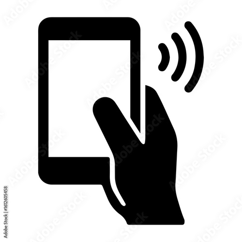 Contactless payment hand tap mobile card NFC wireless icon with transparent background in black and white style
