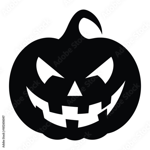 Vector art of a black silhouette of a scary jack o lantern pumpkin