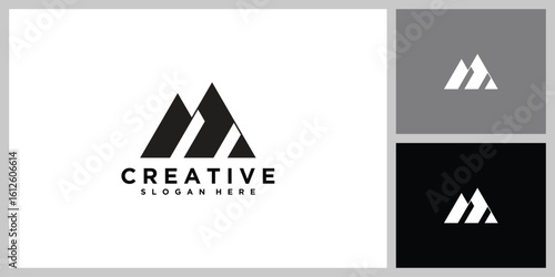 Modern Abstract M Letter Mountain Logo – Monogram