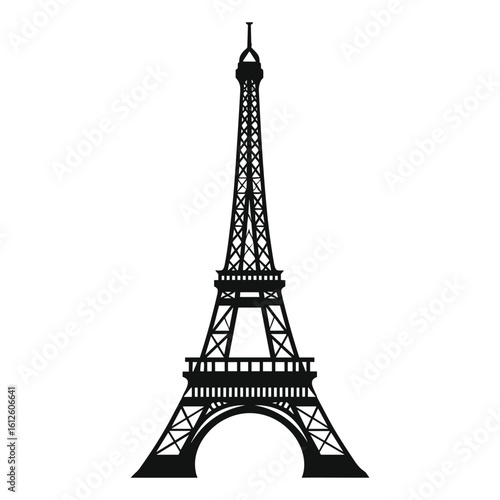 Vector art of eiffel tower silhouette isolated on white background