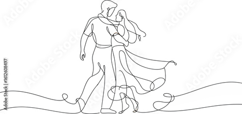 Couple dancing gracefully in a romantic embrace