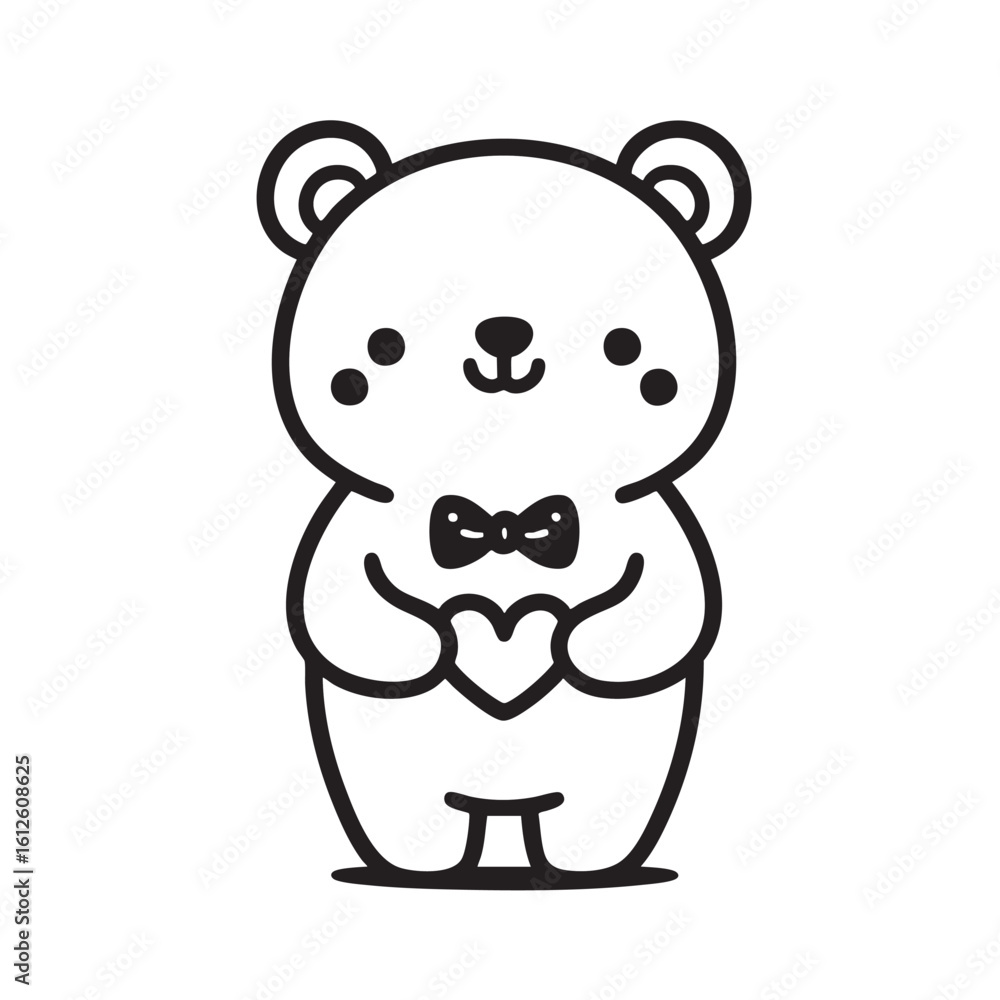 Fototapeta premium cute bear holding heart, isolated on transparent background