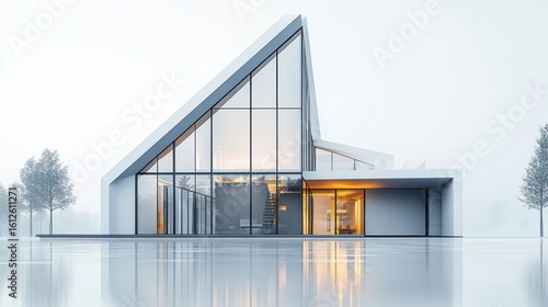 Modern House in Misty Landscape  Architectural Design  Exterior