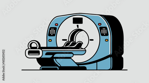 Vector illustration of a modern medical computed tomography (CT) scanner machine