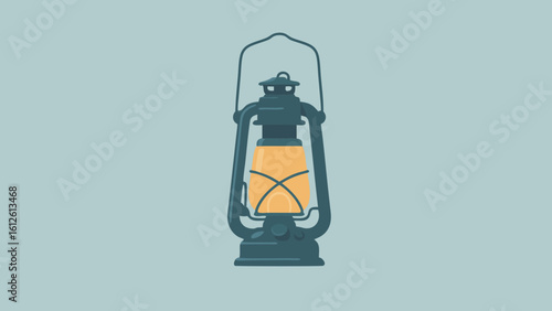 Vector illustration of a classic kerosene lantern with a handle and a light source