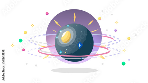 Cartoon planet illustration vector graphic design space exploration astronomy celestial body orbit galaxy art