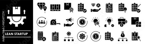 Lean Startup icon collection set. Containing design startup, lean, pivot, iterate, MVP, validate, customer