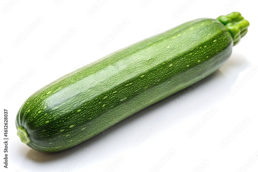 Single Fresh Green Zucchini on White Background Single Fresh Green Zucchini on White Background